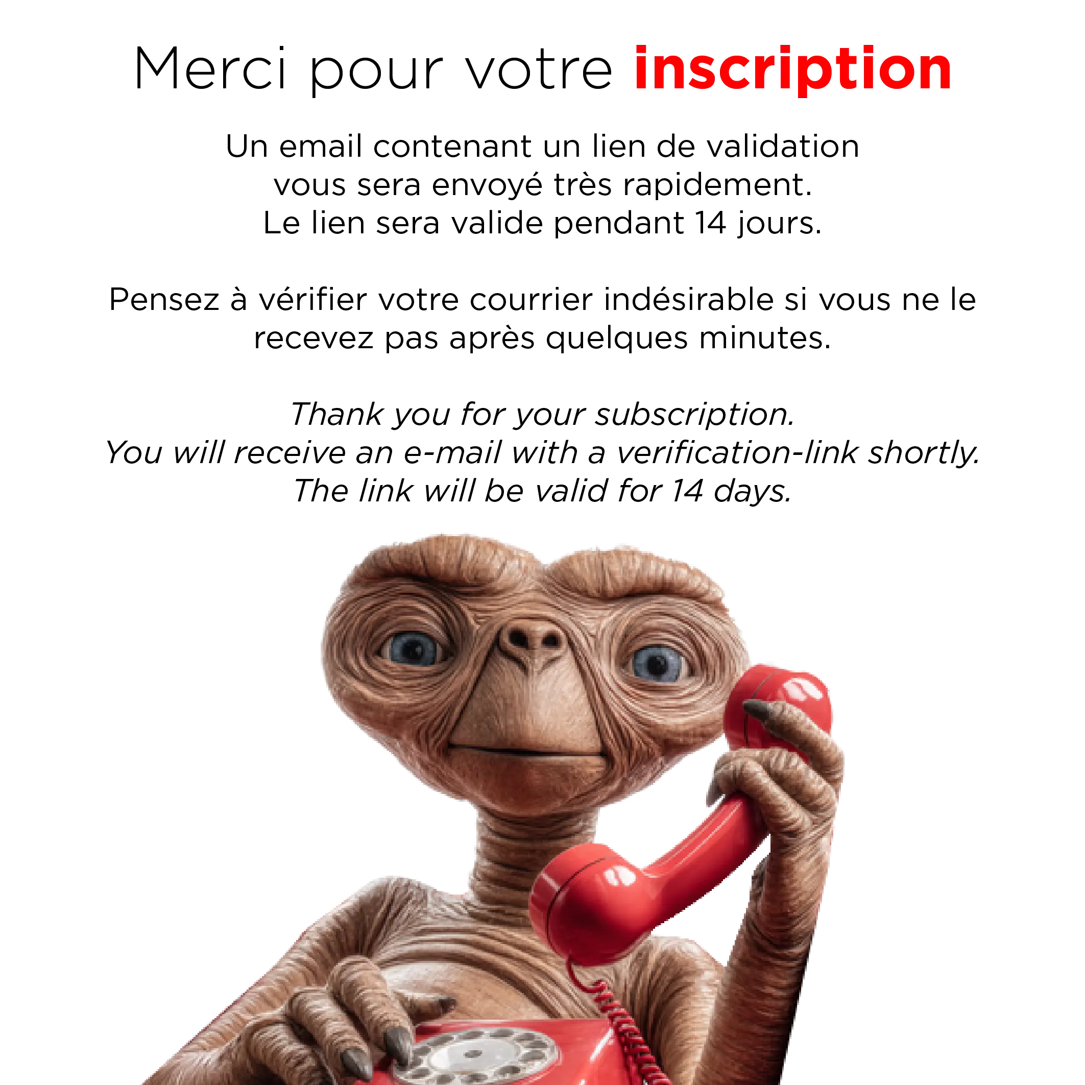merci inscription newsletter E-T mobile